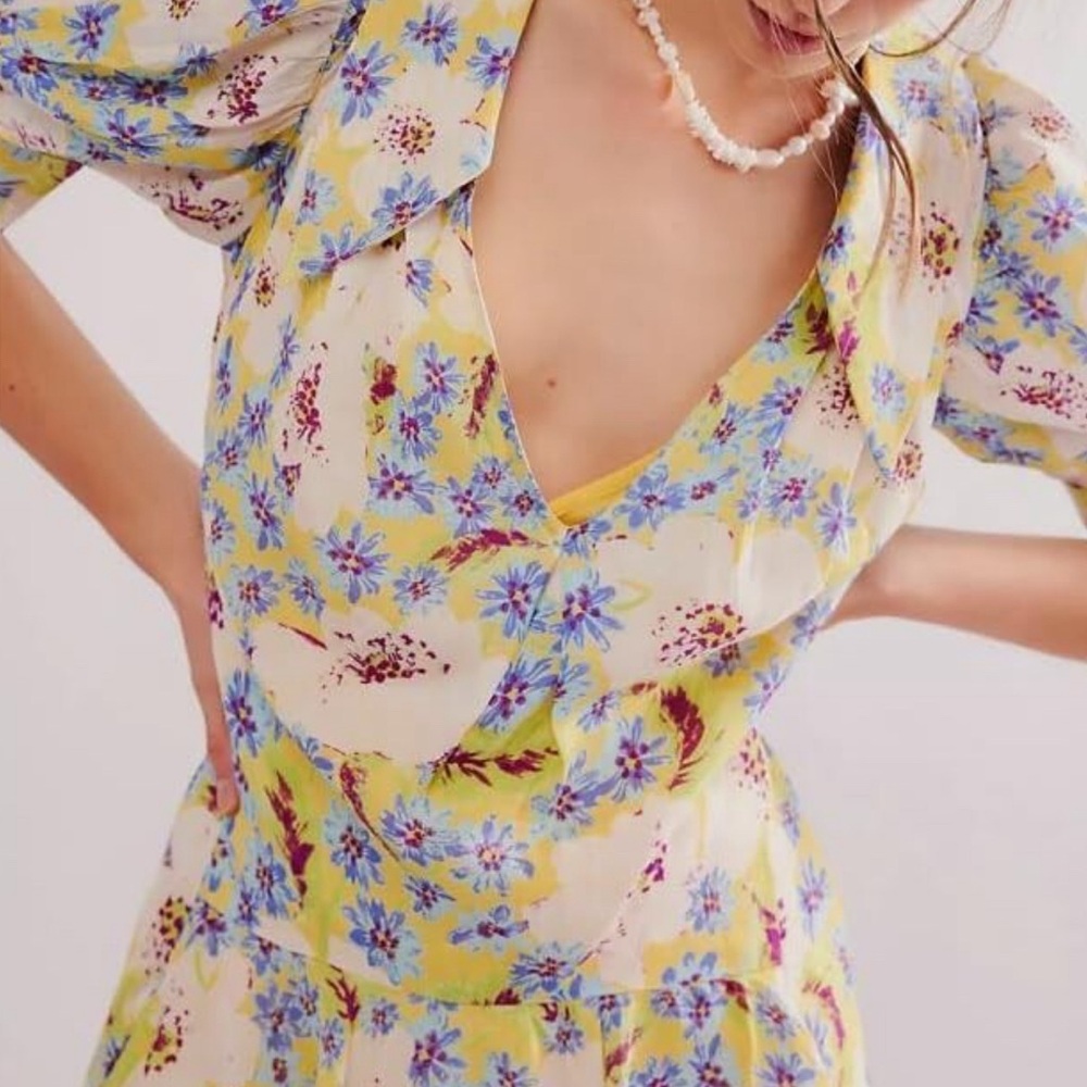 Free People Sugar Crush mini dress in lemon combo❤️ - Picture 6 of 7